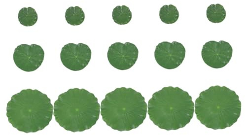VICASKY 15pcs Artificial Floating Lily Pads Realistic Decorative Lotus Leaves for Ponds Fish Tanks and Aquariums Fade Resistant and Lifelike Design for Decor