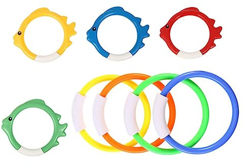 Kisangel 8pcs Diving Ring Toys Boys and Girls Swimming Pool Water Plaything Random Colors for Pool Games and Summer Fun