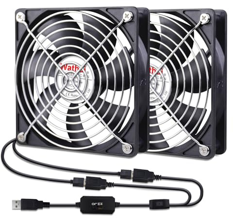 Wathai 2 in 1 120mm Gehäuselüfter USB-PC-Lüfter mit Multi-Speed-Steuerung | Metallgrill Für PC/PS4/Router/AV Kabine
