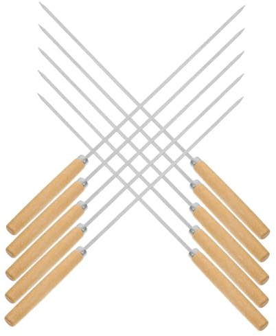 ULTECHNOVO Spiedini Manico in Legno 50 Pezzi in Acciaio Inossidabile Lunghi e Versatili per Barbecue e Grigliate di Carne e Verdure All'aperto