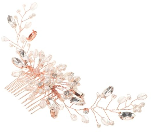 NIYANGLE Haarkamm Für Hochzeit Mit Kristallen Haarnadeln Für Brautjungfern Seitlicher Haarkamm Aus Roségold Für Brautkopfschmuck Haarspangen Mit Strasssteinen Für Braut Haarteile Für