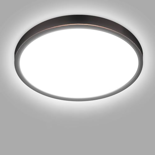 hepside LED Ceiling Light,3000K/4000K/6500K 3 Color Temperature, Waterproof IP54 LED Ceiling Lamp, Modern,Round Flush Ceiling Light for Bathroom,Bedroom, Kitchen, HallwayØ29CM(Oil Rubbed Bronze)