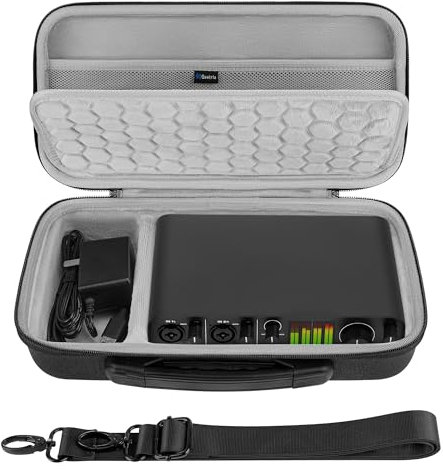 Geekria Audio Interface Carrying Case, Hard Shell Travel Bag Compatible with MOTU M2 / M4, M-Audio M-Track Duo/M-Track Duo HD, Behringer Pro VS Mini/jt mini (Dark Gray)