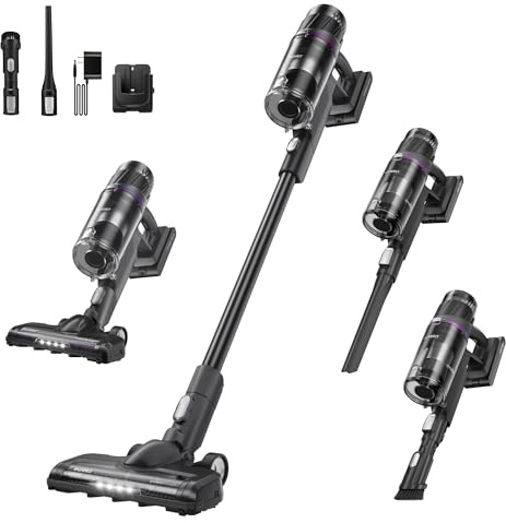 EUREKA ReactiClean 520 Escoba Aspiradora sin Cable 200W 20,3k Pa, Aspirador Escoba Ligero, Portatil y Versátil con 4 Funciones en 1, Autonomía 50 min, Iluminación para Suelo Duro, Alfombra