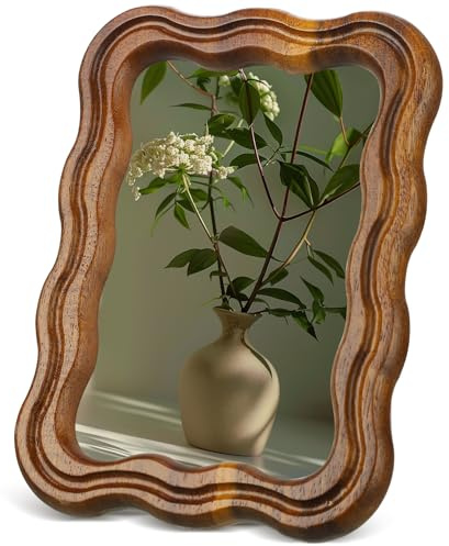 RattanView 4 x 6 Wood Scalloped Rustic Picture Frame Farmhouse Photo Frame with Acrylic Wavy Edge Vintage Acacia for Tabletop Vertical and Horizontal Display(1 Pcs)