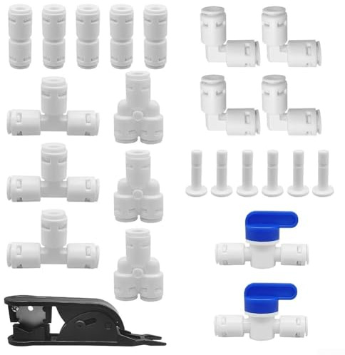 24pcs For water pipe fittings push in quick connect kit designed for For water filters, aquariums, and systems with ball valves and multi joint connectors