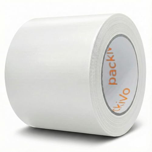 packivo Cinta adhesiva blanca de 50 m x 100 mm, extraancha, gruesa, ultra fuerte, blanca, impermeable, para interior y exterior