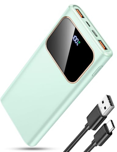 Power Bank Fast Charging 10000mAh, 22.5W Portable Charger USB C Input & Output Powerbank with LED Display, PD3.0 QC4.0 Phone Battery Pack for iPhone17/16/15/14/13/12, Android More，2026 Light Green