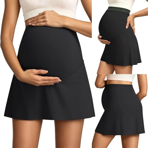 Falda de maternidad para mujer, vestido corto de maternidad, elástico, cintura alta, falda midi para embarazo, faldas de embarazo, pantalones, ligera, falda de verano, elegante, informal, transpirable