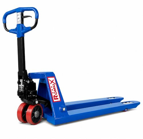 Romux® Transpaleta Manual de Color Azul 2500 Kg Industrial con Ruedas de Poliuretano | Horquilla Estándar 550x1150 mm