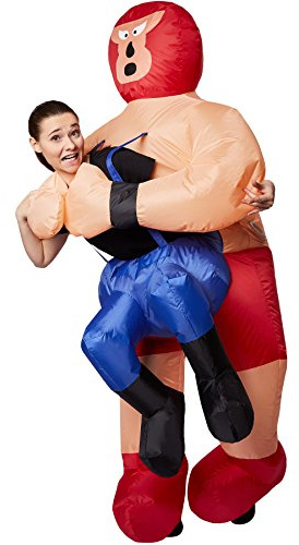 dressforfun Selbstaufblasbares Unisex Aufsitzkostüm Wrestler | Batteriebetrieben | Uneingeschränkte Bewegungsfreiheit