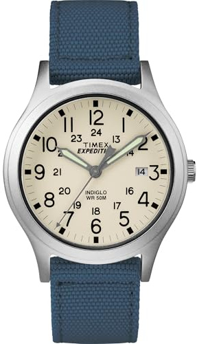 Timex Unisex TW4B13800 Expedition Scout 36mm Blue/Natural Nylon Strap Watch