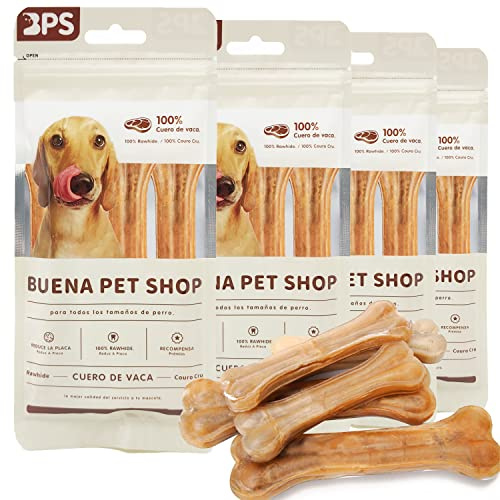 12x Ossa Pressate per Cani Bastoncino per Rinforzare i Denti Della Pelle di Mucca Snack per Cani Dentale 11,5 cm (confezione da 3 unità x 4)