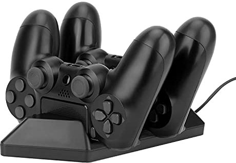NiTHO PS4 Controller Ladestation, Twin Controller Charging Station Kompatibel mit PS4, Controller Ladegerät Charger für PS4 Slim/PS4 Pro - Schwarz