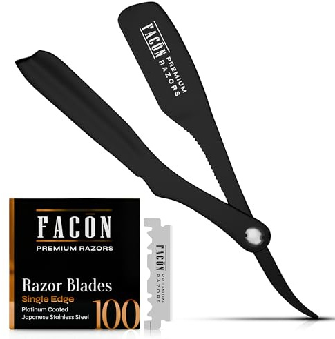 Facón Straight Razors for Men - Professional Barber Straight Edge Razor Kit with 100 Blades,Japanese Stainless Steel Barbero Shaver for a Smooth & Precise Shave, Premium Barber Razor for Men's Shaving