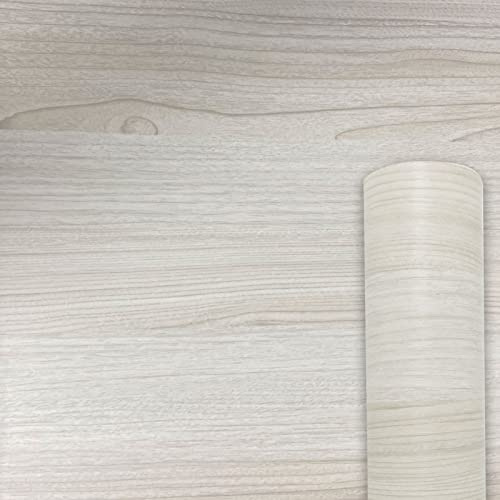 AWNIC Lámina Adhesiva de Aspecto de Madera, lámina para Muebles, autoadhesiva, Color Blanco Crema, Grano de Madera Natural, lámina de PVC Resistente al Agua para Muebles, decoración de Mesa, armarios