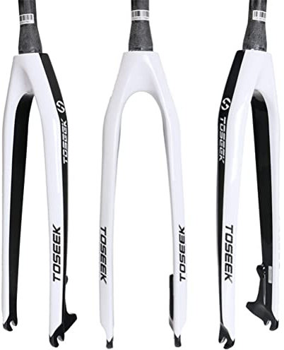 Wanym Fahrrad Starr Gabel, Fahrradgabel, Full Carbon Faser MTB Bike Starrer Gabel, 26/27,5/29 Zoll MTB Fahrrad Gabeln Super Light Verjüngte Rohr Fahrradgabel Scheibenbremse,Weiß,27.5inch
