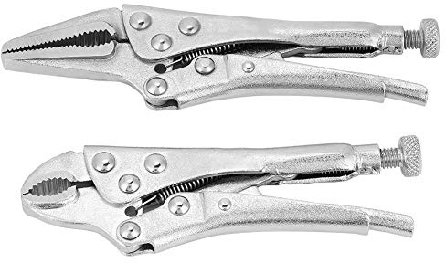 Locking Pliers Tool Set, 2Pcs Ground Mouth Straight Jaw Lock Vise Grip Clamp Locking Pliers Set Hand Tools