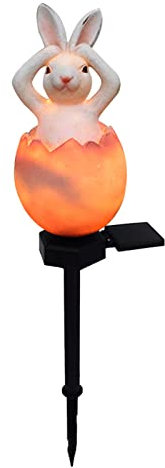 DZAY Solarlampen für Außen Gartendeko Osterhase Solarleuchte mit Stecker Lichter Kaninchen Gartenlicht,Osterdekoration Solar Kaninchen Eierlampe mit Hasenmuster Gartenfiguren Osterdeko für Draußen