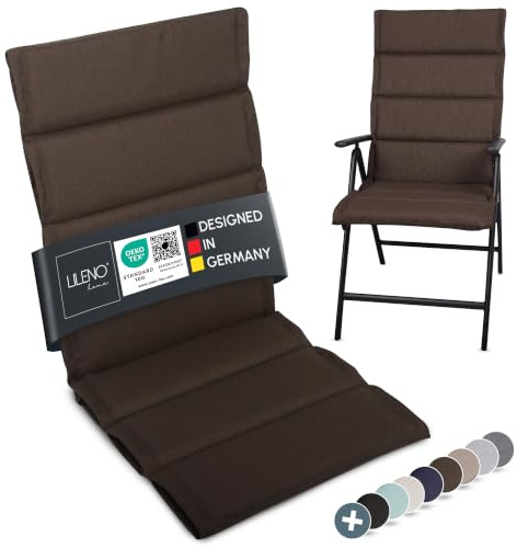 LILENO HOME Gartenstuhl Auflagen als [1er Set - Hochlehner] in Braun | bequeme Liegen als Sitzauflagen für Gartenmöbel - Stuhlkissen für Gartenstühle und Klappstühle