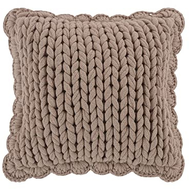Donna Sharp Chunky Knit Taupe Decorative Throw Pillow, 14 x 14