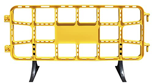 PAL | Valla de plástico obra peatonal en color amarillo de de 2 metros con patas extraíbles (1- Valla)