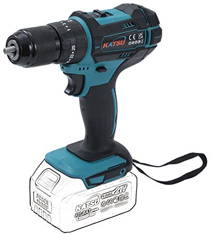 Trapano avvitatore a percussione a batteria KATSU FIT-BAT 21V, mandrino autoserrante da 13 mm, 2 velocità e luce LED, per bricolage fai da te, senza batteria