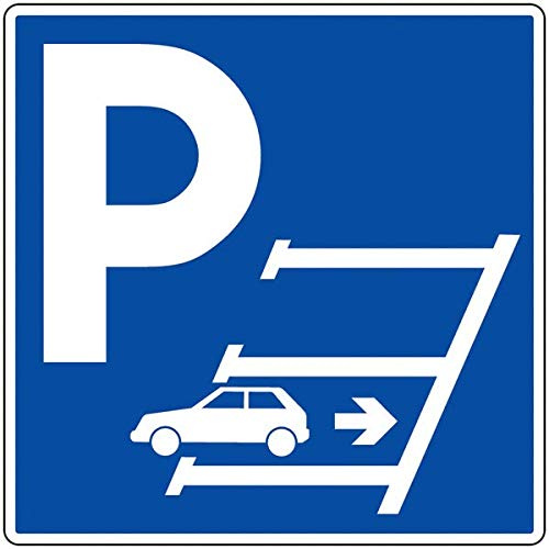 CARTELLO SEGNALETICO QUADRATA ISO 7010 - parcheggio in retromarcia - Adesivo Extra Resistente, Pannello in Forex, Pannello In Alluminio (PANNELLO IN ALLUMINIO 30 CM)