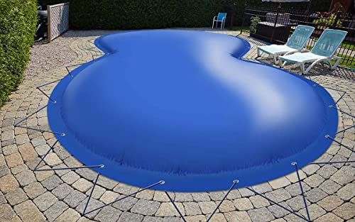 ANKO PLANEN Cubierta de Piscina Hinchable con Forma de Ocho para el Invierno – de Lona de PVC 680 g/m² (1360 g/m²) – Cubierta de Invierno Resistente (Gris RAL7038, 4,70m x 3,00m)