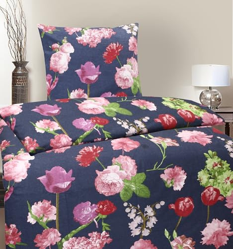 MB Warenhandel24 Bettwäsche Winter Biber Baumwolle attraktive Designs 135x200 + 80x80 cm 2-4 TLG teilig (Floral, 2X ca. 135x200 cm + ca. 2X 80x80 cm)