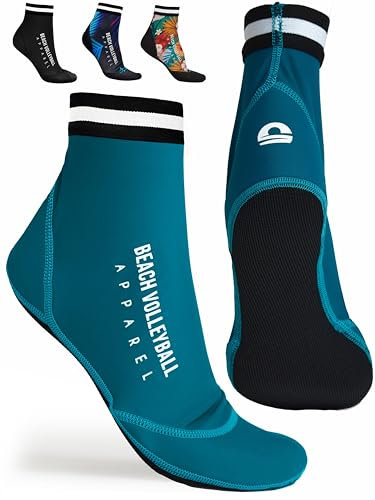 Momevo Beachmates Beachvolley - Calzini protettivi da spiaggia in neoprene ed elastan, ideali per proteggere dal freddo e dal calore, Blu petrolio (vecchio logo), 45-48