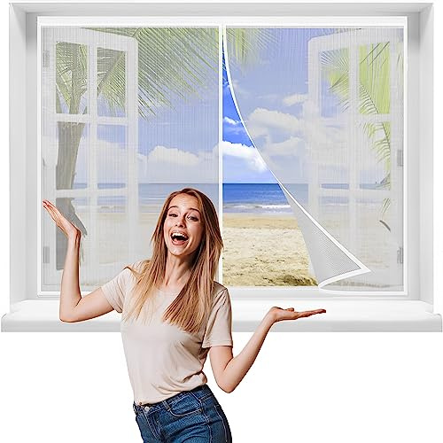 Mosquitera Para Ventanas, 100x110cmVentanasmosquitera protección, contra insectos, para la Ventanasdel Sótano, de la terraza, del balcón o del Salón，Blanca