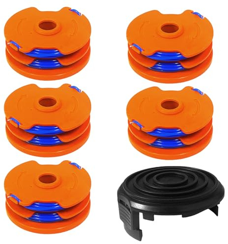 WX100 Strimmer Trimmer Spool Line for Qualcast Trimmer, GT25 GGT350A1 GT30 GGT450A1 and WG100E WG104E1 Strimmer Spool Replacement, 1.65mm 8.3m Spool lines (5 Spool+1 Cover)