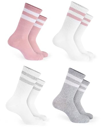 Basic Treasure 4 Paar Sportsocken Kinder, Baumwolle, Jungen & Mädchen | Rippenstruktur für sicheren Sitz ohne Verrutschen; 70 % Baumwolle für Schule, Sport und Freizeit, STANDARD 100 by OEKO-TEX