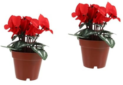WOONEKY 2St Topfpflanze Mini-Kunstblumen Simulation Pflanzenbonsai künstliche zimmerpflanzen kunstpflanze raumdeko Anlage künstliche Pflanzen Fake-Bonsai- gefälschte Bonsai- rot
