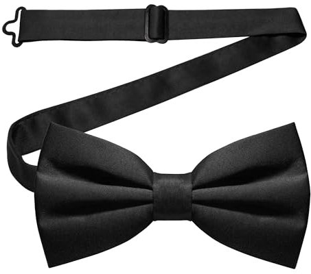 Keyoung Schwarze Fliege für Herren - Klassische Einfarbige Smoking-Fliege mit Hakenverschluss und Verstellbare Halsfliege für Hochzeit Party