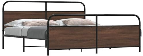 Xichuzi Metallbett ohne Matratze Braun Eichen-Optik 180x200 cm, Bett, Bed Frame, Familienbett, Bettrahmen, Bett Gestell, Bett Rahmengestell, Schlafzimmer Bett - 3318665