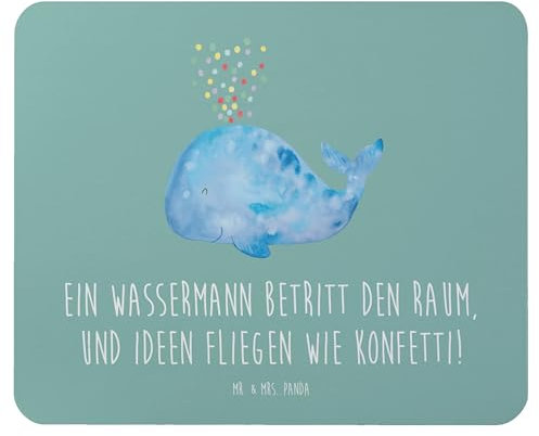 Mr. & Mrs. Panda Mousepad Wassermann Ideenflug - Geschenk, mauspad Laptop, Kreativität, Tierkreiszeichen, Sternzeichen, Geschenke Astrologie, mousematte, Ideen, Mouse Pad, Luftzeichen, Energie
