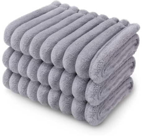 luciphia Hundedecke Katzendecke Waschbar, 1 Pack 3 Decken Flanell für Kleine Mittlere Größe Hunde Katzen, Flauschig Weiche Warme Fleece Haustier Decke für Unterwegs Kuschel Grau 52 x 76 cm