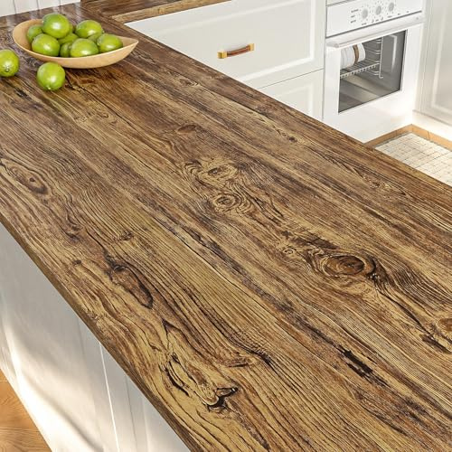 LACHEERY Klebefolie Holzoptik Braun Arbeitsplatte Folie Küche 90cm x 400cm Küchenfolie Schränke Vinyl Möbelfolie Selbstklebend Dunkelbraun Möbelaufkleber Holz Holzfolie für Fensterbank Küchenfronten