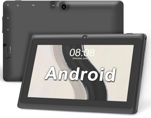 Haehne Tablette 7 Pouces Android, Double Caméras, WiFi, Bluetooth, Noir