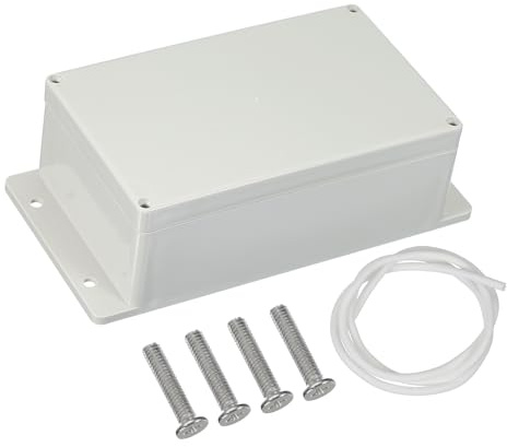 PATIKIL 200x120x75mm Junction Box, Electrical Enclosure Box ABS Plastic Waterproof Outlet Plug Cover Cord Protector with Mounting Plate for Outdoor Indoor, White/Grey
