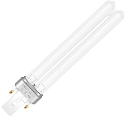 Liuyife Lampe de désinfection UV G23 2 Broches 9W, Ampoule de Désinfection UVC Compacte, Filtre de Désinfection UV Tubulaire Pour Nettoyer et Purifier Les étangs de Parc, étangs à Poissons