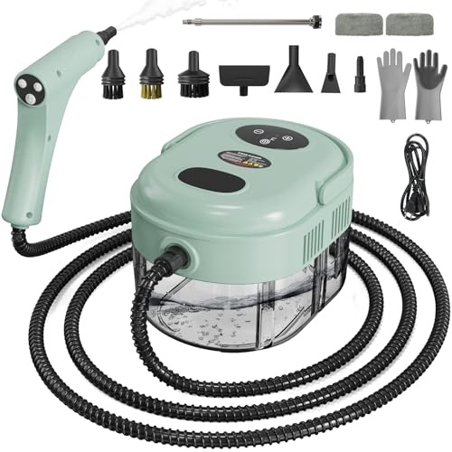 Pulitore a vapore portatile per la casa, serbatoio da 1,59 QT, 6 modalità regolabili, pulitore a vapore ad alta pressione per dettagli auto, vaporizzatore per la pulizia di cimici dei letti, divano