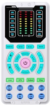 Asixxsix Changeur de Voix Portable avec 15 Effets Sonores, Déguisation de Modulateur Vocal de Réglage à 10 Niveaux pour Les Adultes en Streaming en Direct, Compatible Android iOS