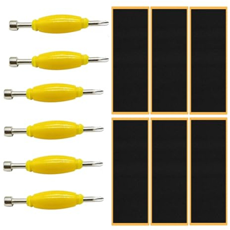 Jrudjsnhhty 12 Pack Fingerboard Grip Tape Sticky Foam Sticker Replacement + Screwdriver Tool Nut Driver Replacement Spare Parts for Finger Skateboards