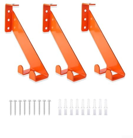Oniissy 3 in 1 Chainsaw Stand Wall Mounted Storage Rack with Hook Organizer for Gas and Electric Chainsaws, Shovels, Rakes and Hoses - Stainless Steel Construction(3Pcs)