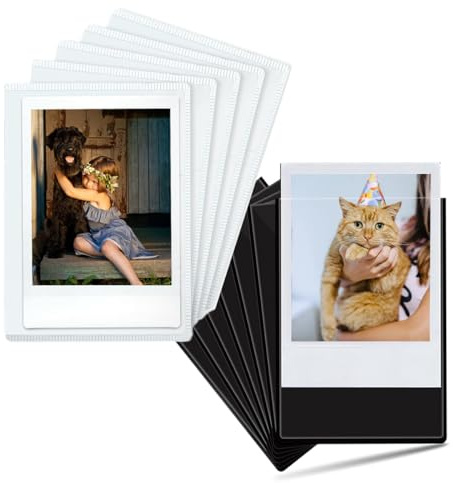 15 Stück Magnet Bilderrahmen Kühlschrank, Magnetische Mini Fotorahmen, Kleine Magnetrahmen für Polaroid Instax Mini Film Magnetrahmen für Fotos Postkarten, Schwarz * 10, Weiß * 5, 9,3 x 6,3 cm