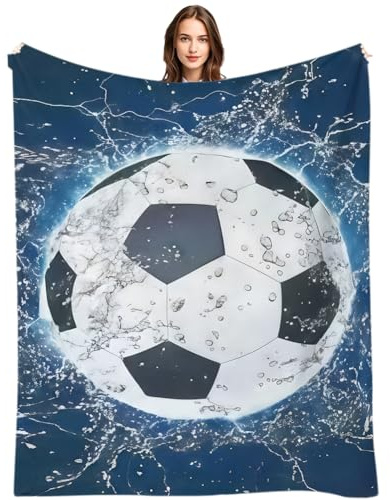 JhavexToy Manta De Fútbol, Manta Acogedora Niños, Mant-a de Microfibra para Aficionados al Fútbol, Ideal para Partidos, Todas Las Estaciones para Niños 100x150cm