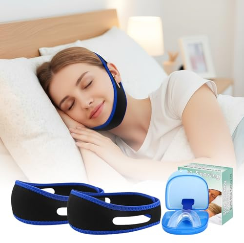 2pcs Kinnband Schlafapnoe Anti Schnarch Kinnriemen Schnarchen Schnarchmaske Schnarchen Effektiv Reduzieren Geeignet für Menschen Unterschiedlichen Alters Und Geschlechts mit 1 Set Schnarchschiene